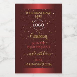 Red Product Labels Gold Glitter Sprinkles and Logo