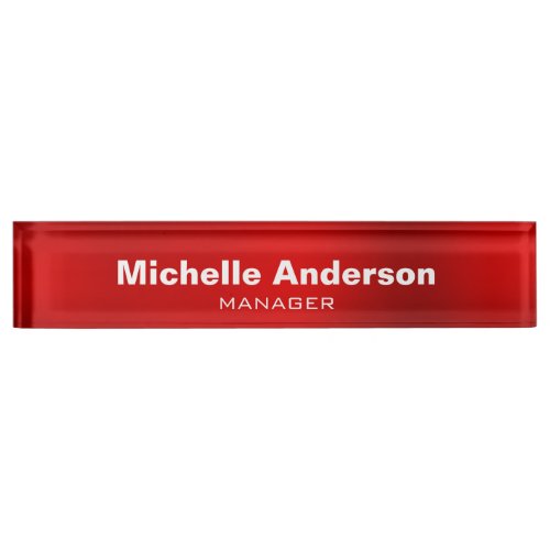 Red Professional Manager Modern Plain Desk Name Plate