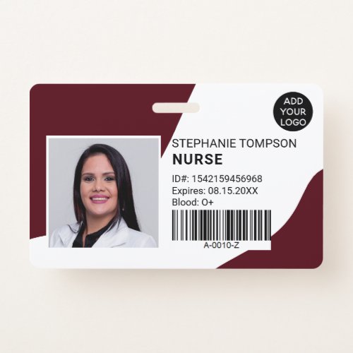 Red professional nurse photo logo code badge