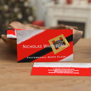 Red Professional Santa Claus Custom Business Cards