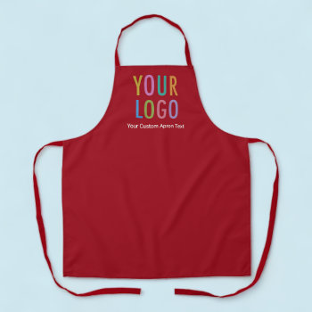 Red Promotional Apron Custom Printed Logo Branded by MISOOK at Zazzle