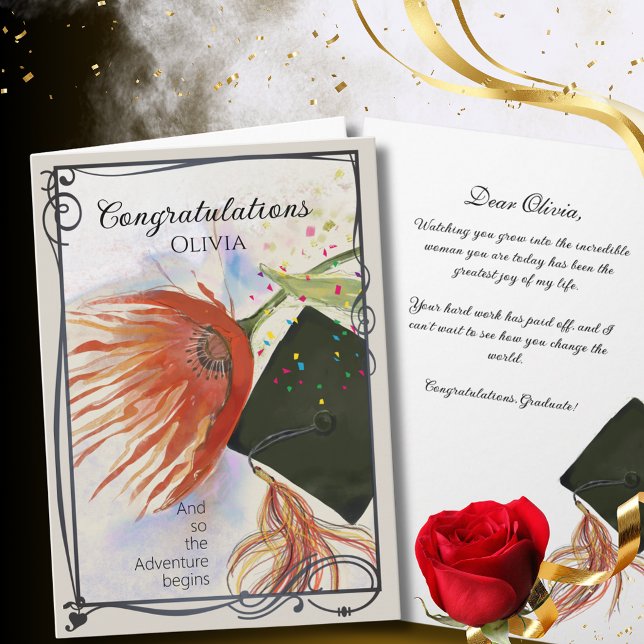 Red Protea Graduation Card with Elegant Frame (Red Protea Graduation Card with Elegant Frame)