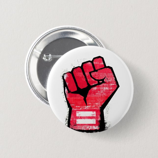Red Protest Fist Button (Front & Back)