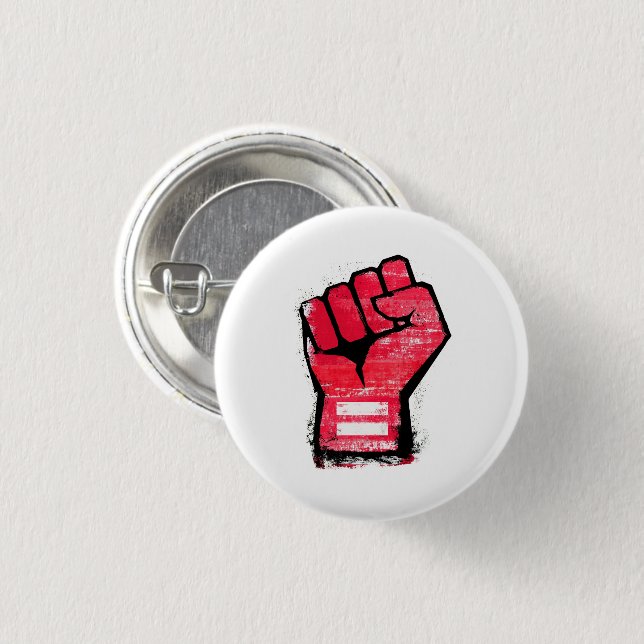 Red Protest Fist Button (Front & Back)
