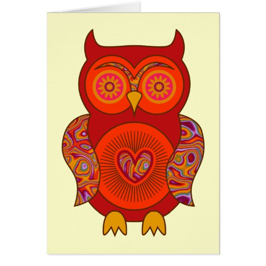 Red Psychedelic Owl Cards (Front)