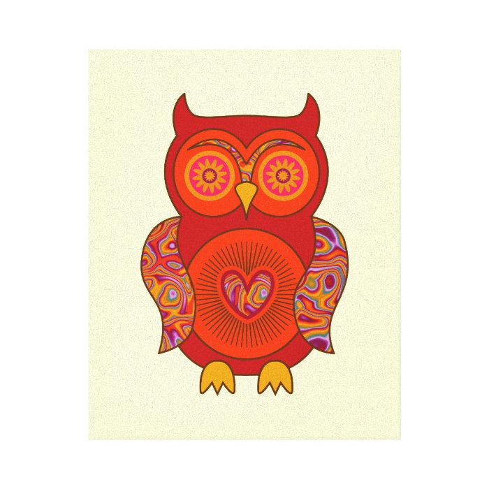 Red Psychedelic Owl Gallery Wrapped Canvas