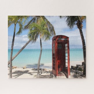 Red public Telephone Booth on Antigua Jigsaw Puzzle