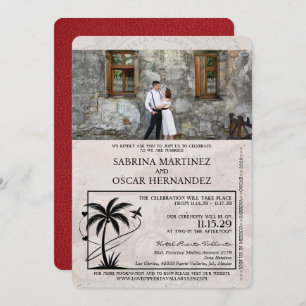 Red Puerta Vallarta Passport Wedding Invitation