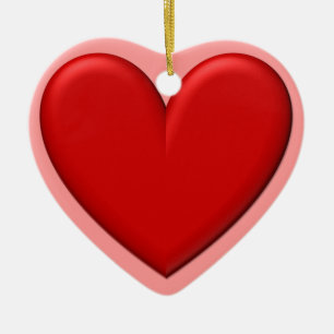 Red Puffy Heart Ceramic Ornament