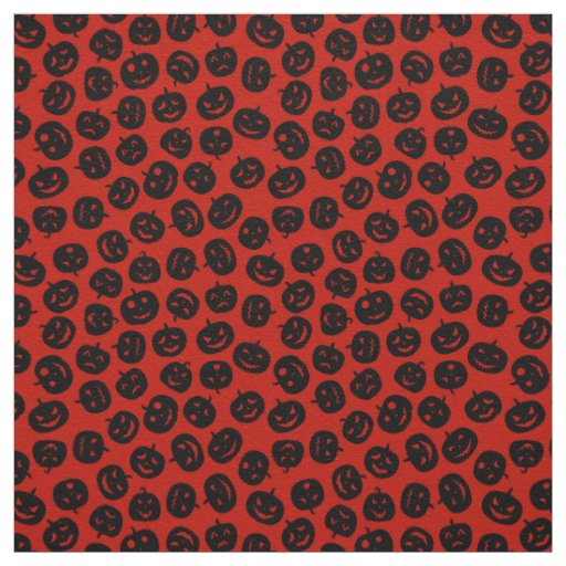 Red Pumpkin Happy Halloween Modern Fabric