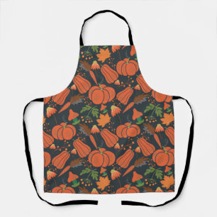 Red pumpkin seamless pattern and carrots apron