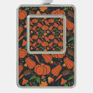 Red pumpkin seamless pattern and carrots christmas ornament