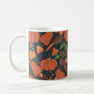 Red pumpkin seamless pattern and carrots coffee mug