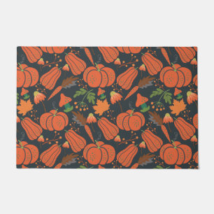 Red pumpkin seamless pattern and carrots doormat
