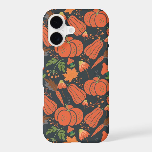 Red pumpkin seamless pattern and carrots iphone case (Back)