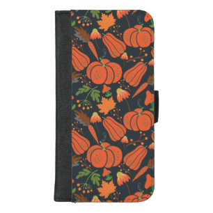 Red pumpkin seamless pattern and carrots iPhone 8/7 plus wallet case
