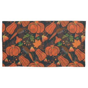 Red pumpkin seamless pattern and carrots pillow case