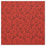 Red Pumpkin Smile Happy Halloween Modern Fabric