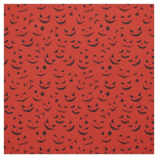 Red Pumpkin Smile Happy Halloween Modern Fabric