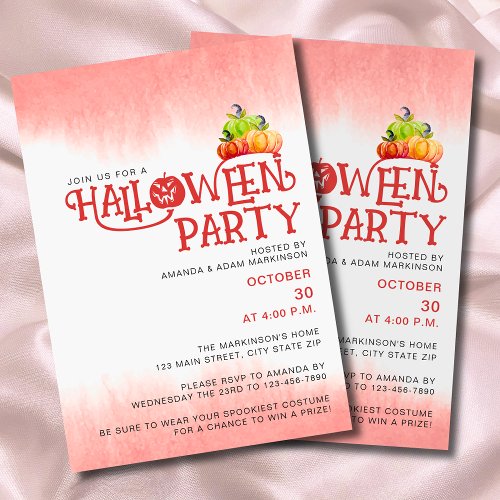 Red Pumpkin Spooky Halloween Party Invitation