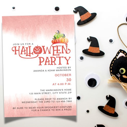 Red Pumpkin Spooky Halloween Party Invitation