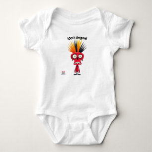 Red Punk Character with Mohawk   Fun Unisex Style  Baby Bodysuit