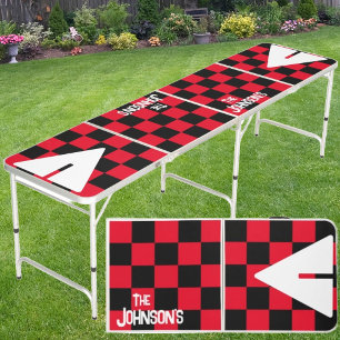 Red Punk Rocker with Name Beer Pong Table