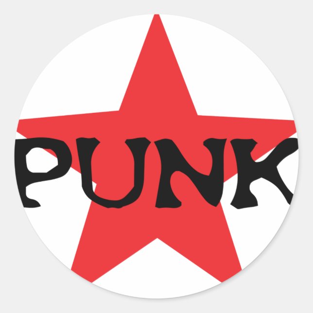 red punk star classic round sticker (Front)