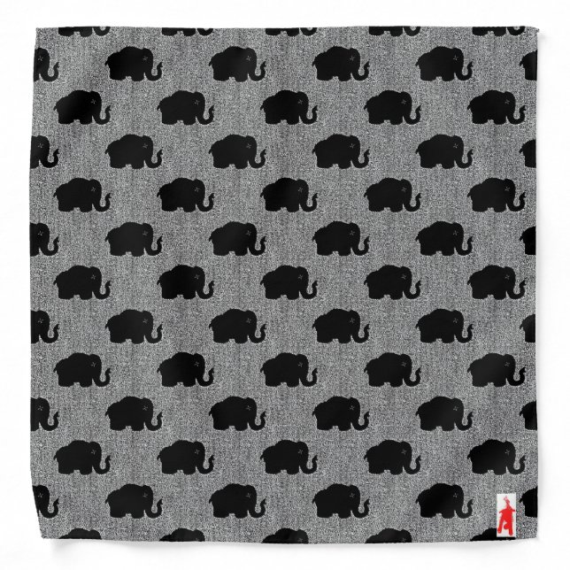 red puppy "black stitch elephants" bandana (Front)