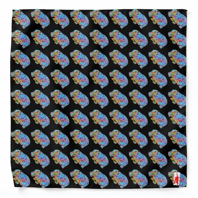 red puppy "hip-hop-hippo" bandana (Front)