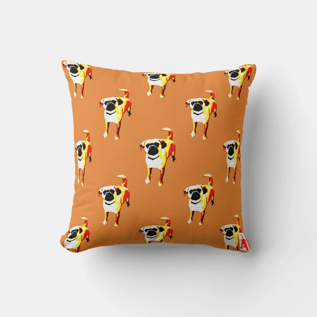 red puppy "Pattern - Puggle" Throw Pillow (Front)