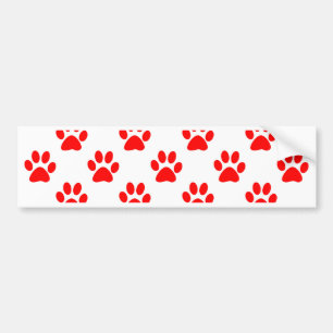 Red puppy paws pattern bumper sticker