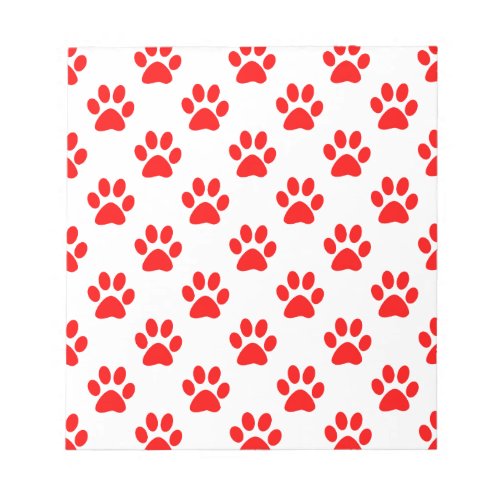 Red puppy paws pattern notepad