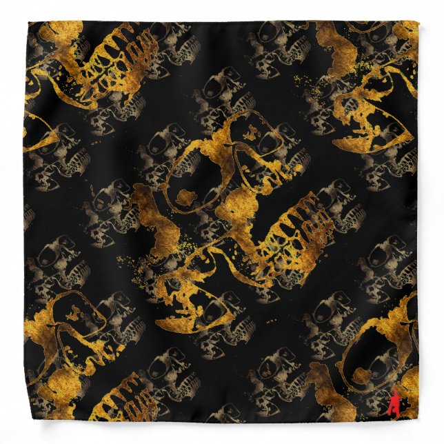 red puppy "skulls over skulls" bandana (Front)