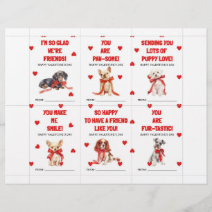 Red Puppy Valentine’s Day Cards for Kids Classroom