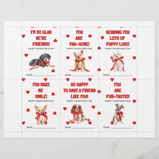 Red Puppy Valentine’s Day Cards for Kids Classroom (Front)