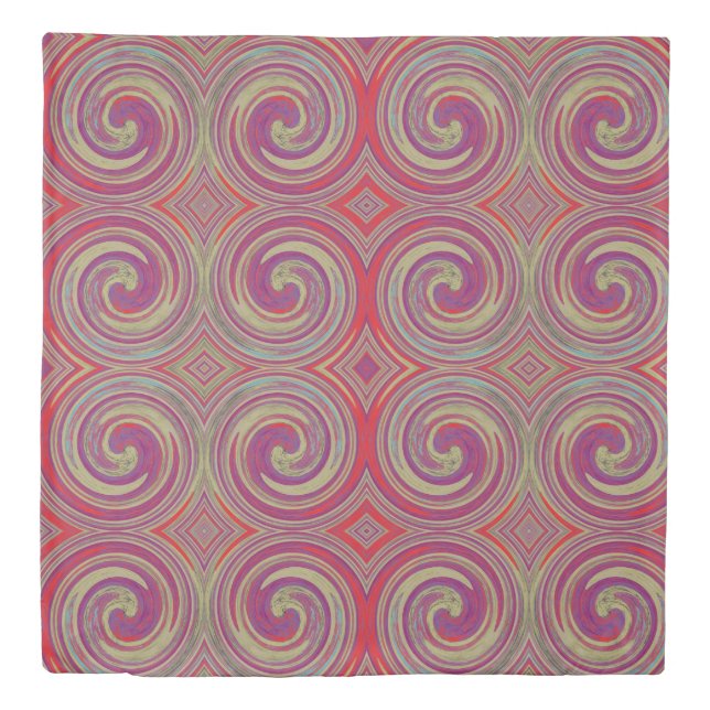 Red Purple Abstract Swirl Pattern Duvet Cover (Front)