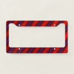 [ Thumbnail: Red, Purple and Black Laser-Like Line Pattern License Plate Frame ]