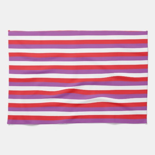 Red Purple and White Stripes Towel