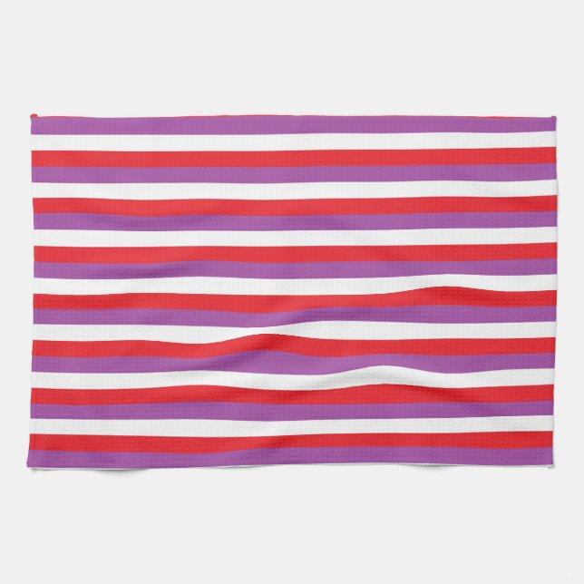 Red, Purple and White Stripes Towel (Horizontal)