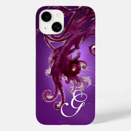 RED PURPLE BERRIES AND FLORAL SWIRLS MONOGRAM  Case_Mate iPhone 14 CASE
