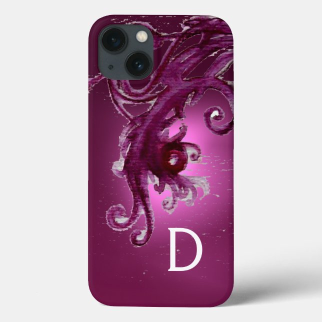 RED PURPLE BERRIES AND SWIRLS MONOGRAM  Case-Mate iPhone CASE (Back)