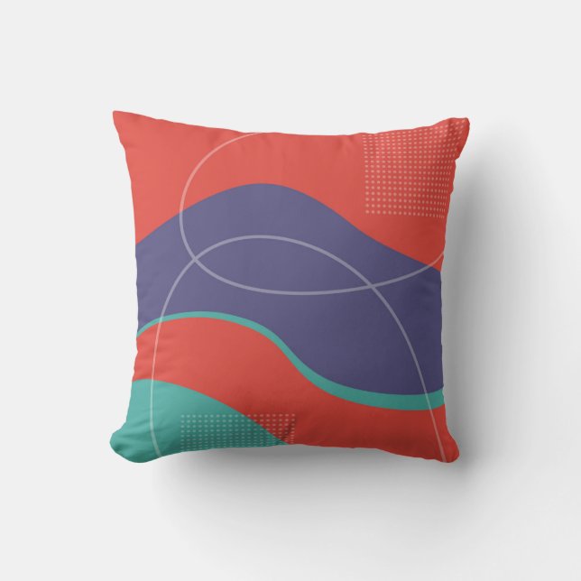 Red Purple Blue Abstract Art Design Throw Pillow (Front)