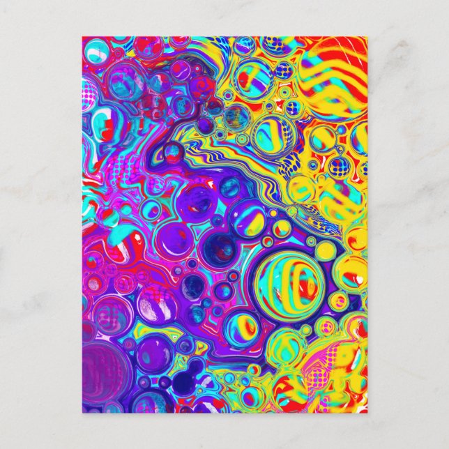 Red, Purple, Blue, Green Yellow Abstract Art   Postcard (Front)