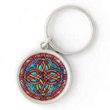 Red Purple Blue Stained Glass Celtic Knot