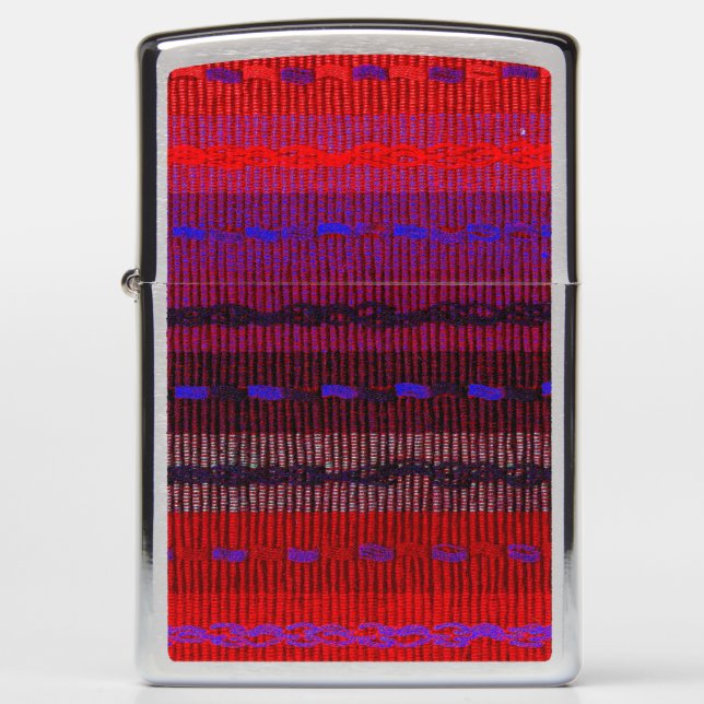 Red Purple Blue Woven Abstract Image Zippo Lighter (Front)