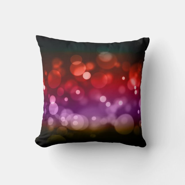 Red, Purple & Brown Bokeh Circles Design Throw Pillow (Front)