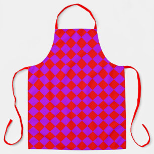 Red Purple Checker Diamond Pattern Apron
