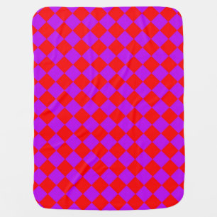 Red Purple Checker Diamond Pattern Baby Blanket
