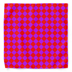 Red Purple Checker Diamond Pattern Bandana